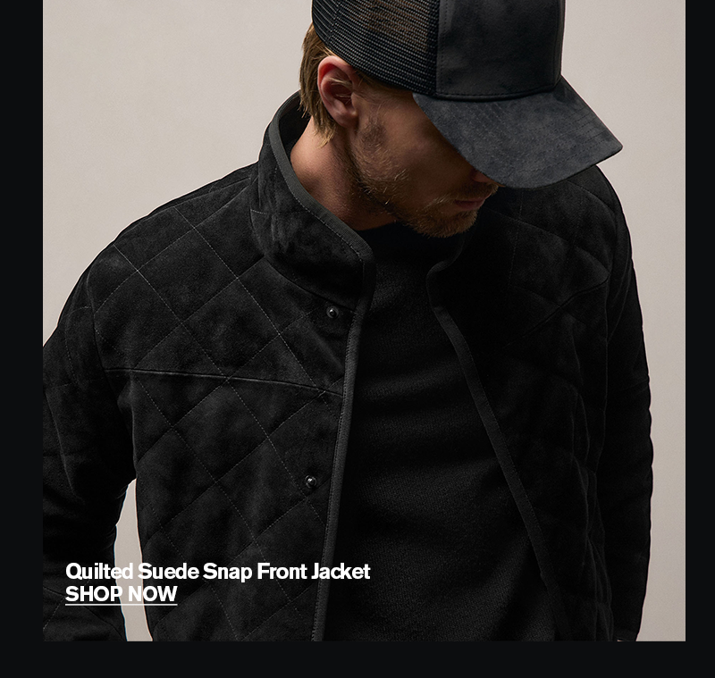 MEN'S UILTED SUEDE SNAP FRONT JACKET