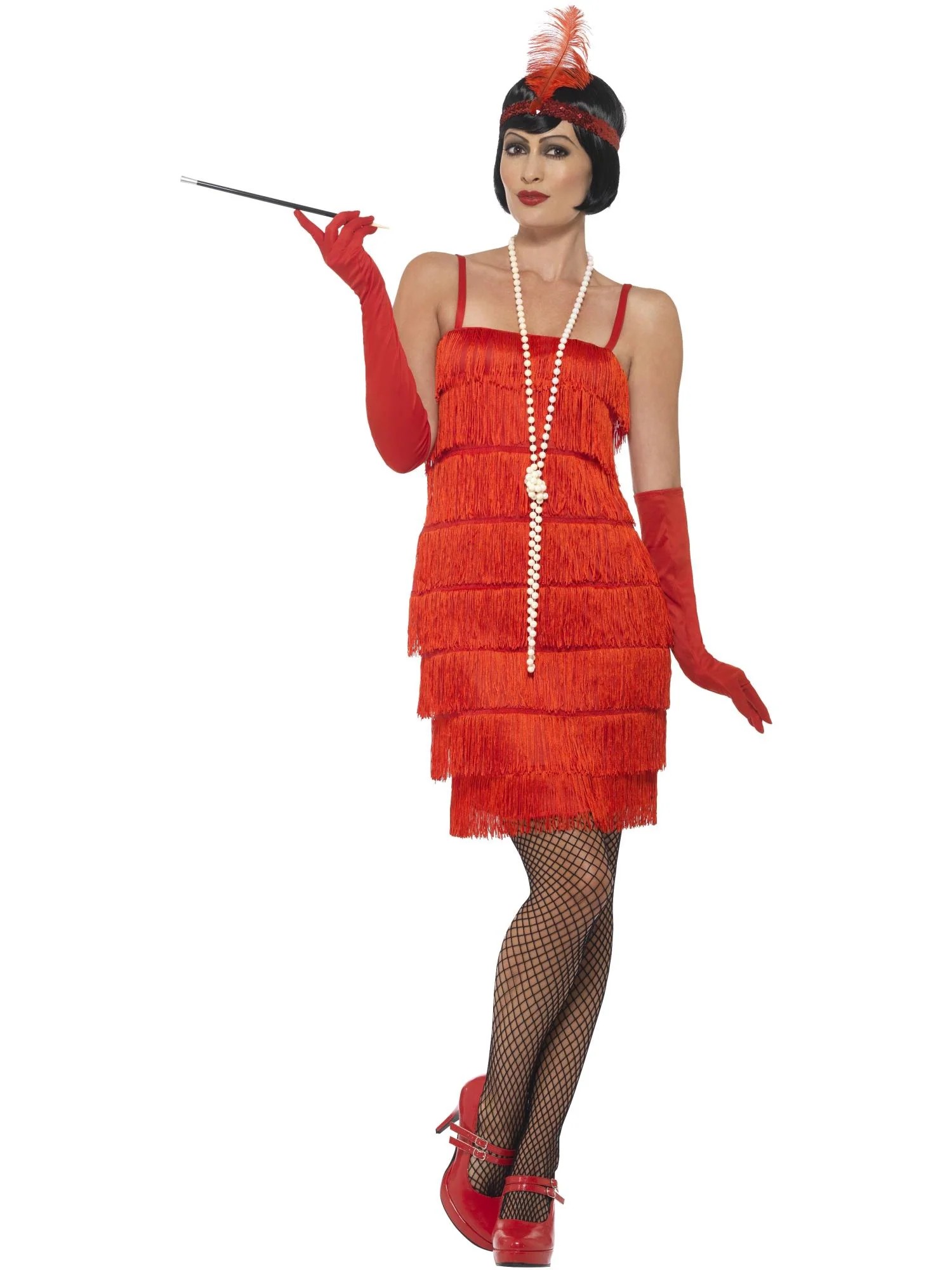 Flapper Costume, Red, with Short Dress