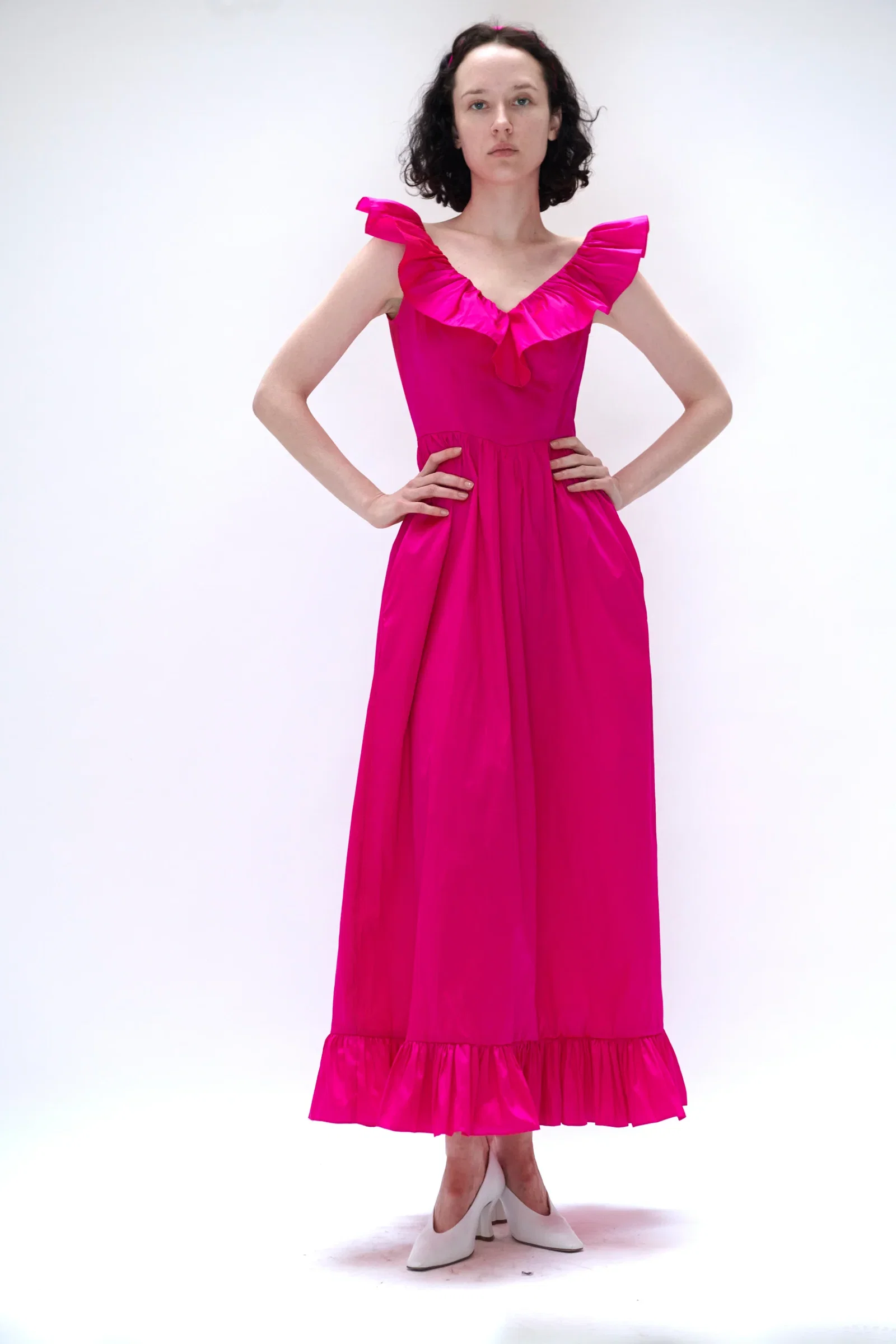 Image of Celia Dress in Fuschia Taffeta