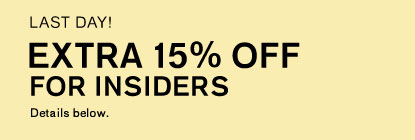 Limited Time! Extra 15% Off for Insiders