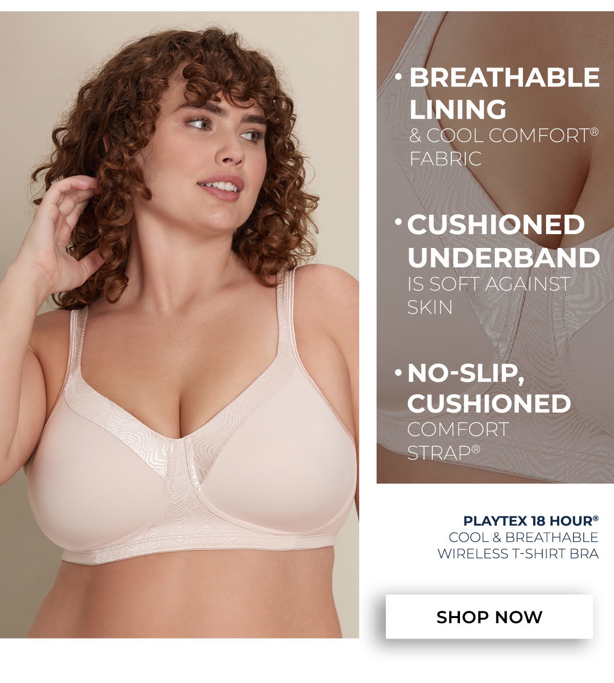 Playtex 18 Hour Cool & Breathable Wireless T-Shirt Bra