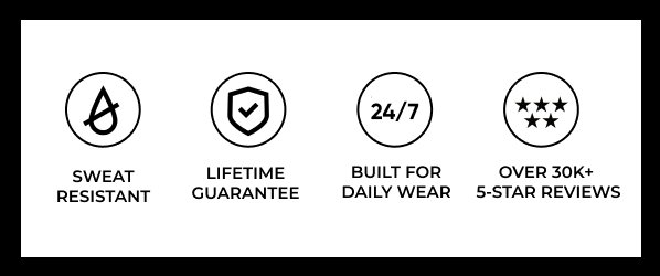 Sweat resistant and build for daily wear. LIfetime guarantee and over 30,000  reviews