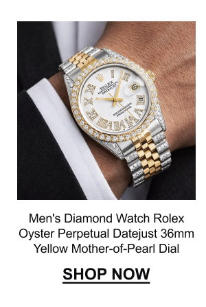 Men's Diamond Watch Rolex Oyster Perpetual Datejust 36mm Yellow Gold And Stainless Steel White Mother-of-Pearl Dial