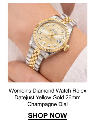 Women's Diamond Watch Rolex Datejust Yellow Gold 26mm Champagne Dial