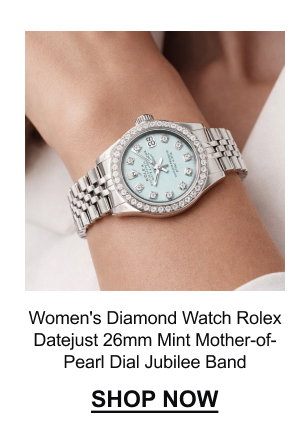 Women's Diamond Watch Rolex Datejust 26mm Mint Mother-of-Pearl Dial Jubilee Band
