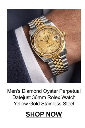 Men's Diamond Oyster Perpetual Datejust 36mm Rolex Watch Yellow Gold Stainless Steel