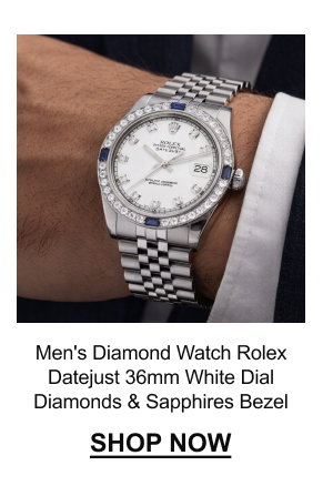 Men's Diamond Watch | Rolex Datejust | 36mm | White Dial | Diamonds & Sapphires Bezel