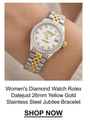 Women's Diamond Watch Rolex Datejust 26mm Yellow Gold and Stainless Steel Jubilee Bracelet White Dial