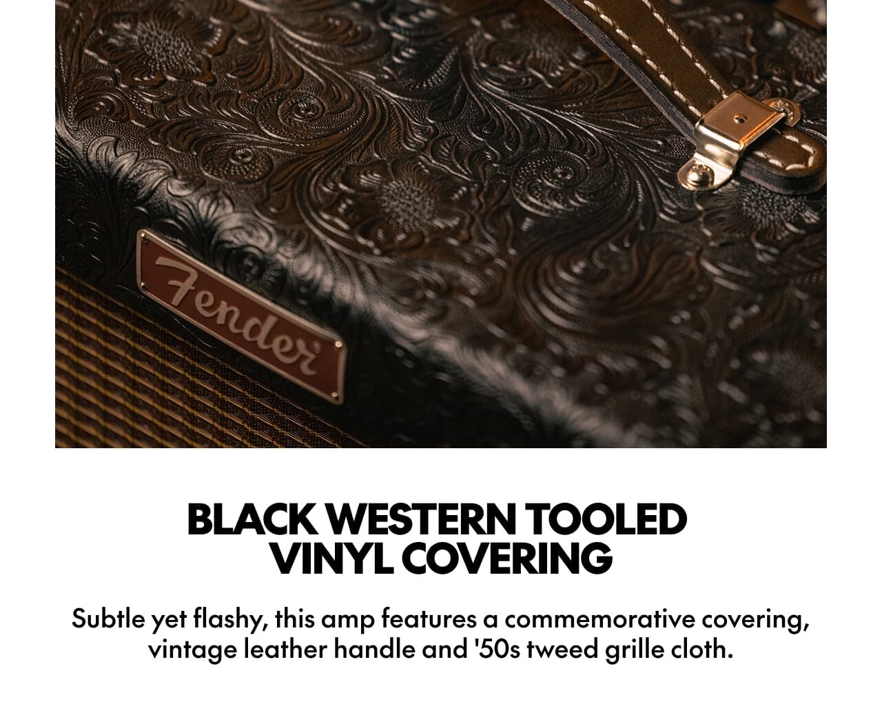 Black Western Tooled Vinyl Covering