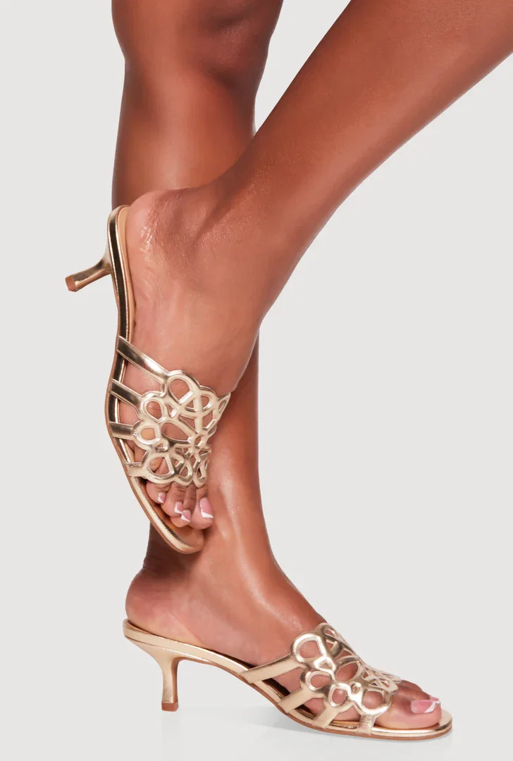 Shop Cutout Band Kitten Heel Slide Sandals