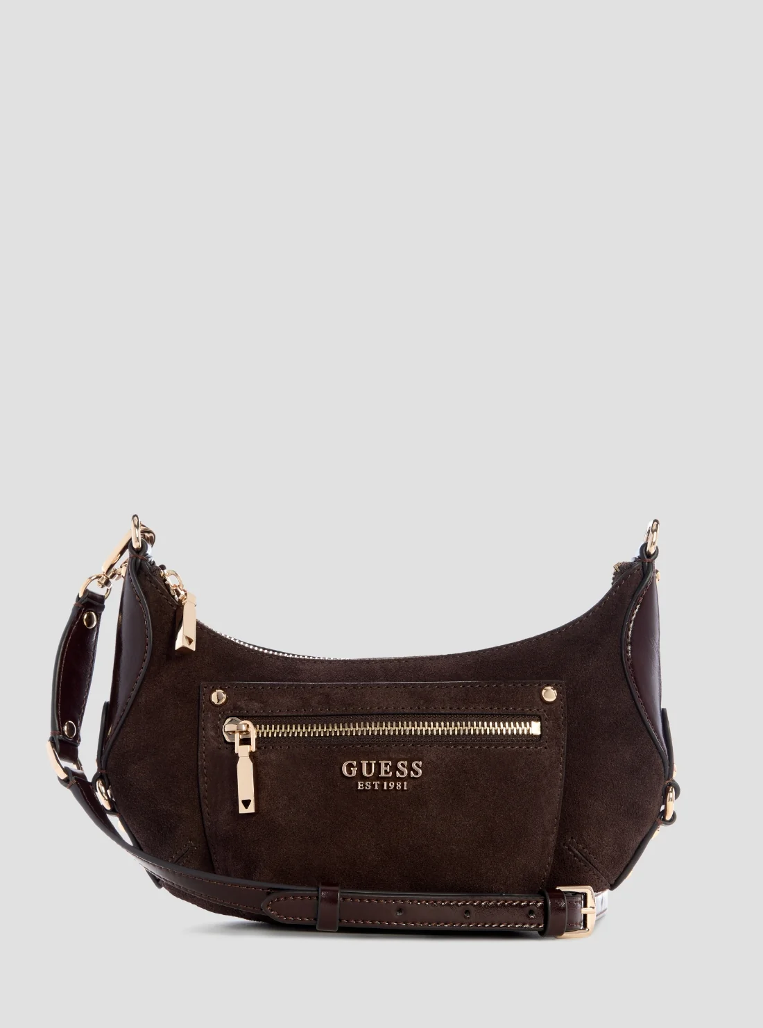 Image of Dark Brown Marsha Suede Mini Crossbody Bag