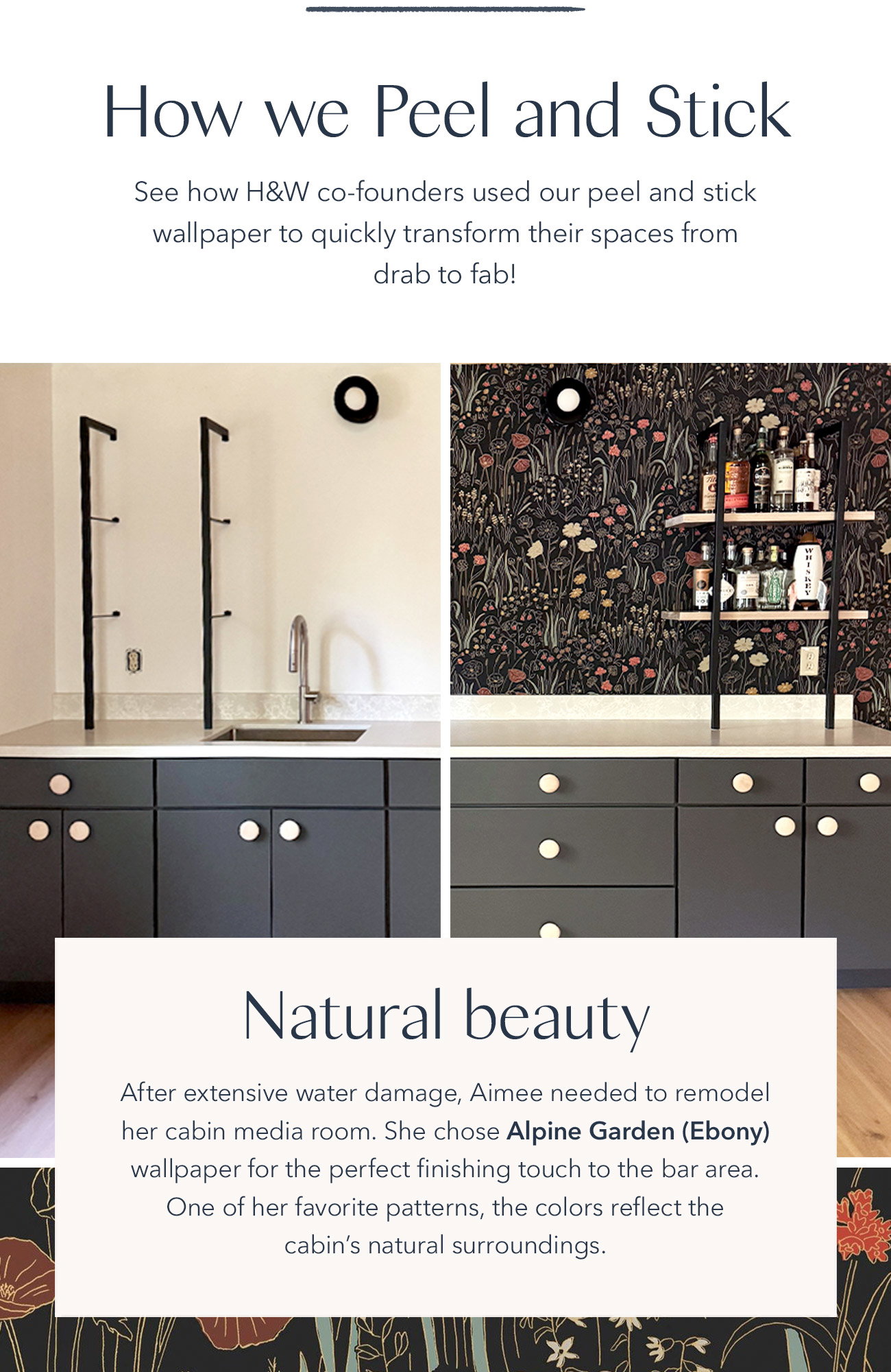 Alpine Garden (Ebony) Peel and stick wallpaper