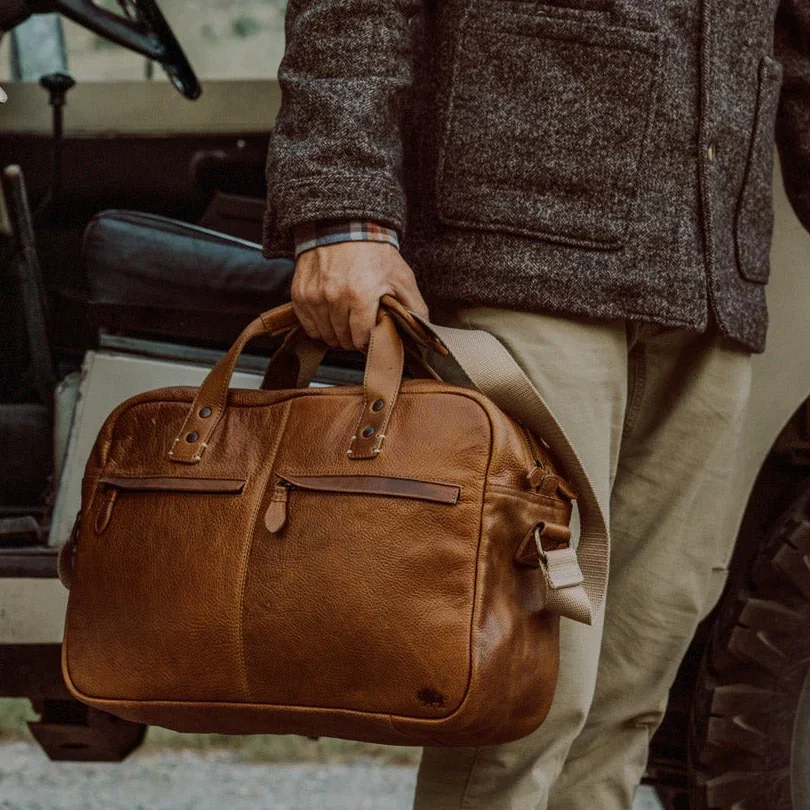 Image of Walker Leather Pilot Bag | Rustic Tan
