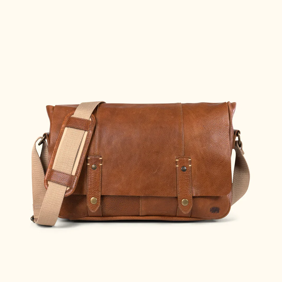 Image of Walker Leather Messenger Bag | Rustic Tan