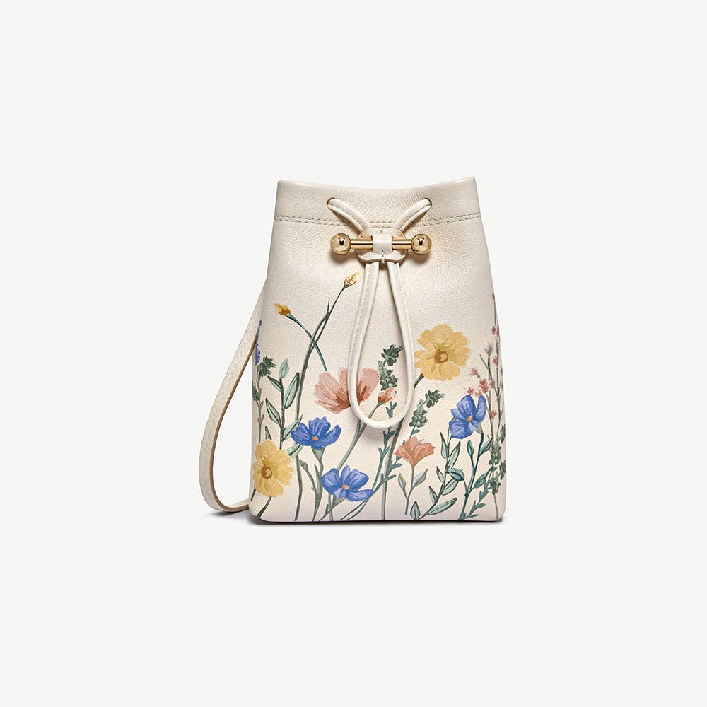 Image of Osette Midi Pouch - White Wildflower Print