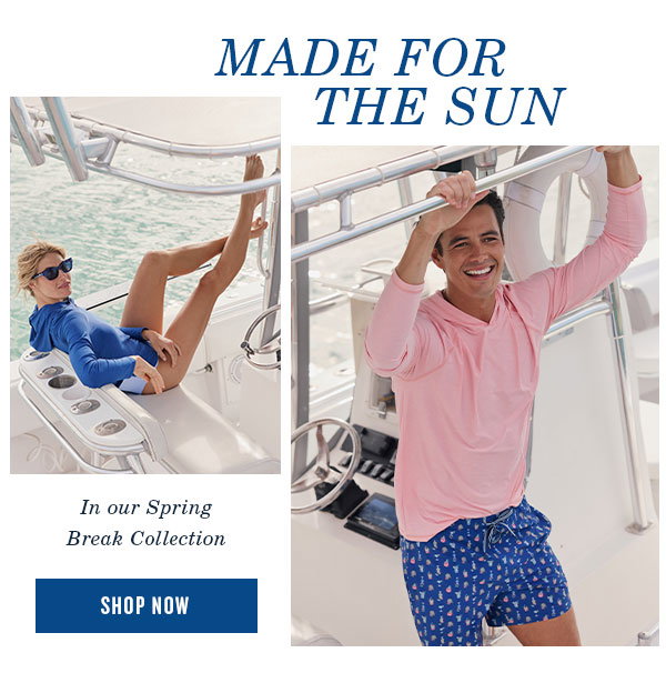 Made for the sun. Woman in blue hoodie. Man in pink hoodie. Show Now.