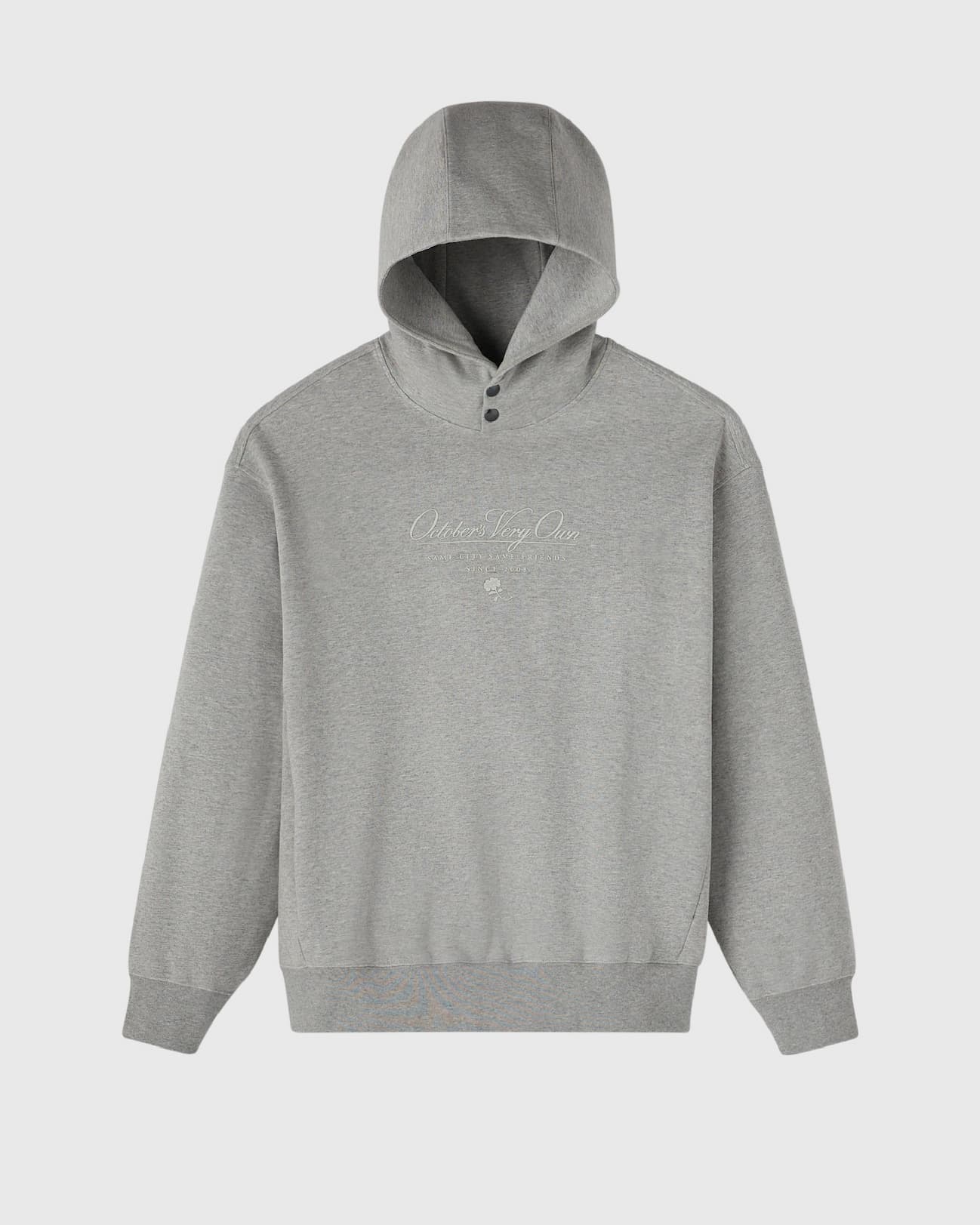 Double Knit Script Hoodie - Heather Grey