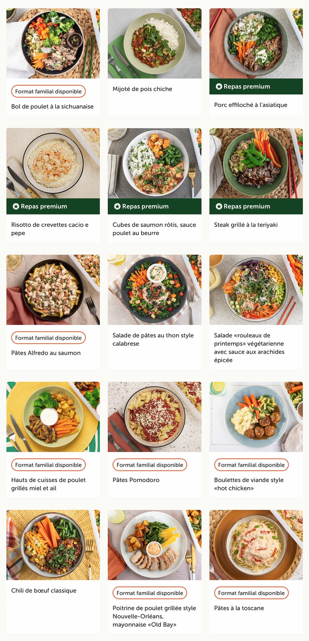 menu de la semaine 