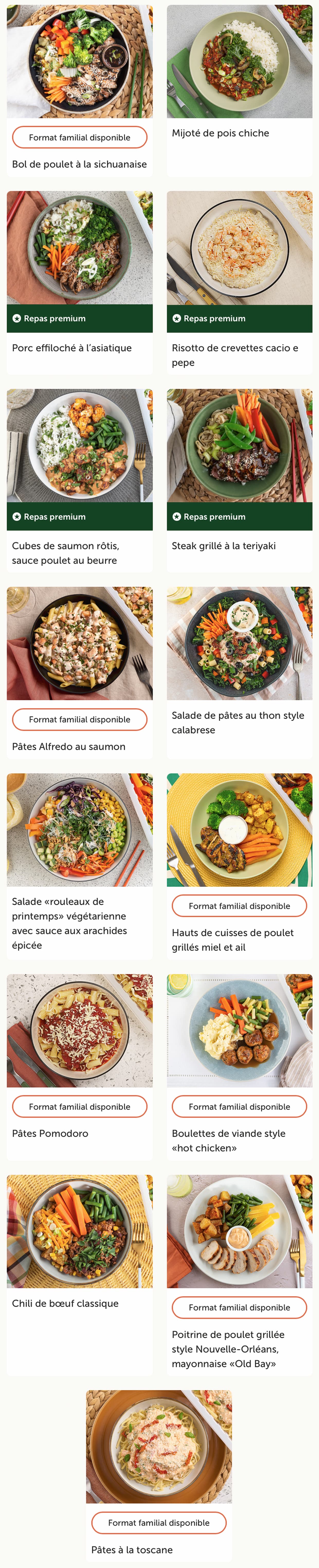 menu de la semaine