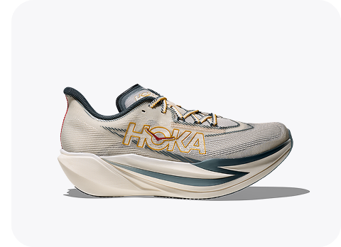 A side profile image of the Cielo X1 3.0 running shoe in Alabaster / Yellow Gold.
