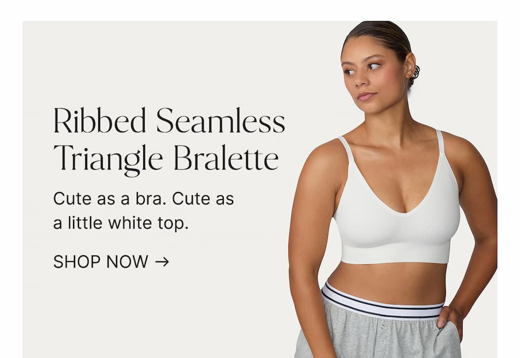 Ribbed Seamless Triangle Bralette in White