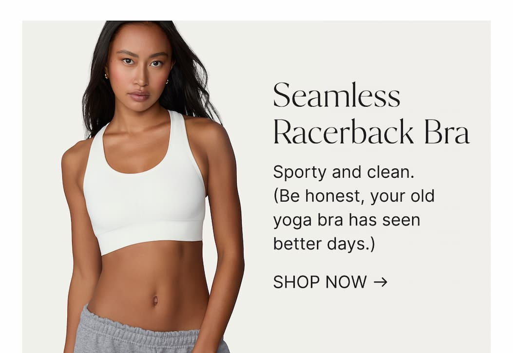 Seamless Racerback Bra in White