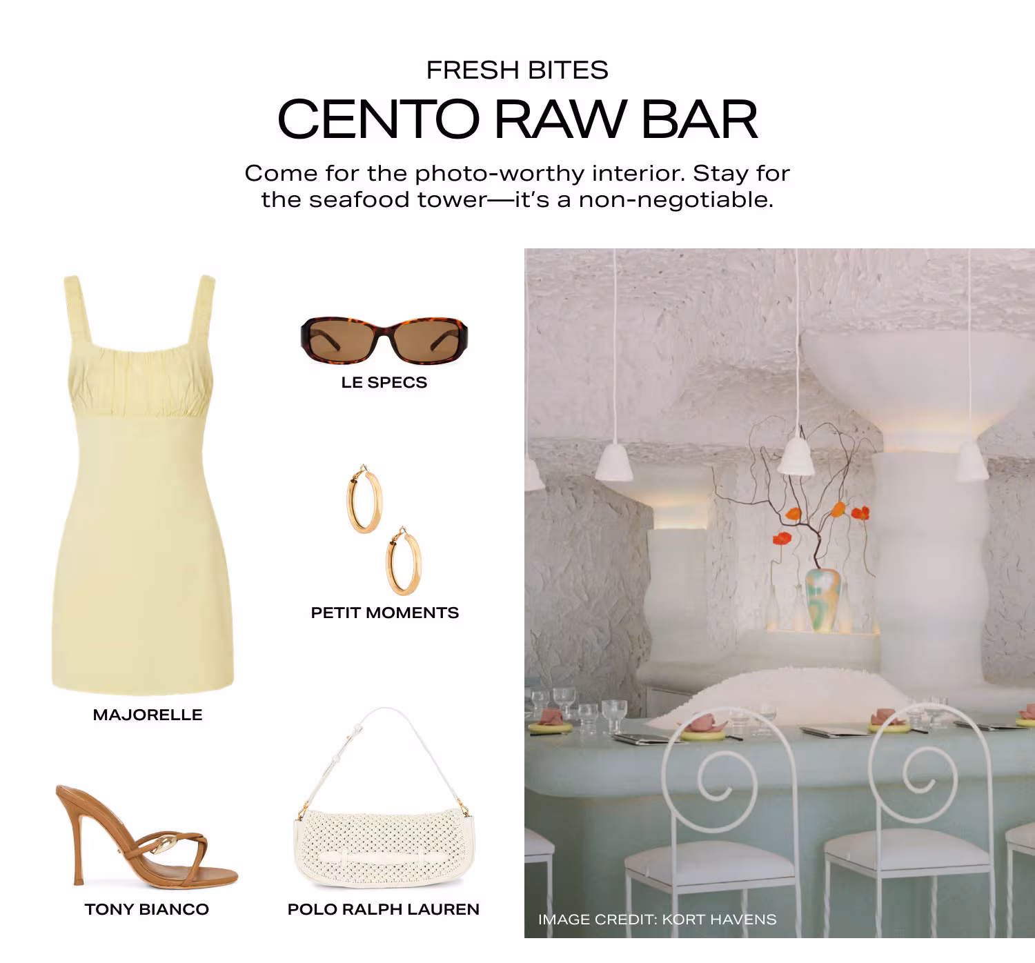 Fresh Bites Cento Raw Bar. Come for the photo-worthy interior. Stay for the seafood tower—it’s a non-negotiable. Product Assortment.