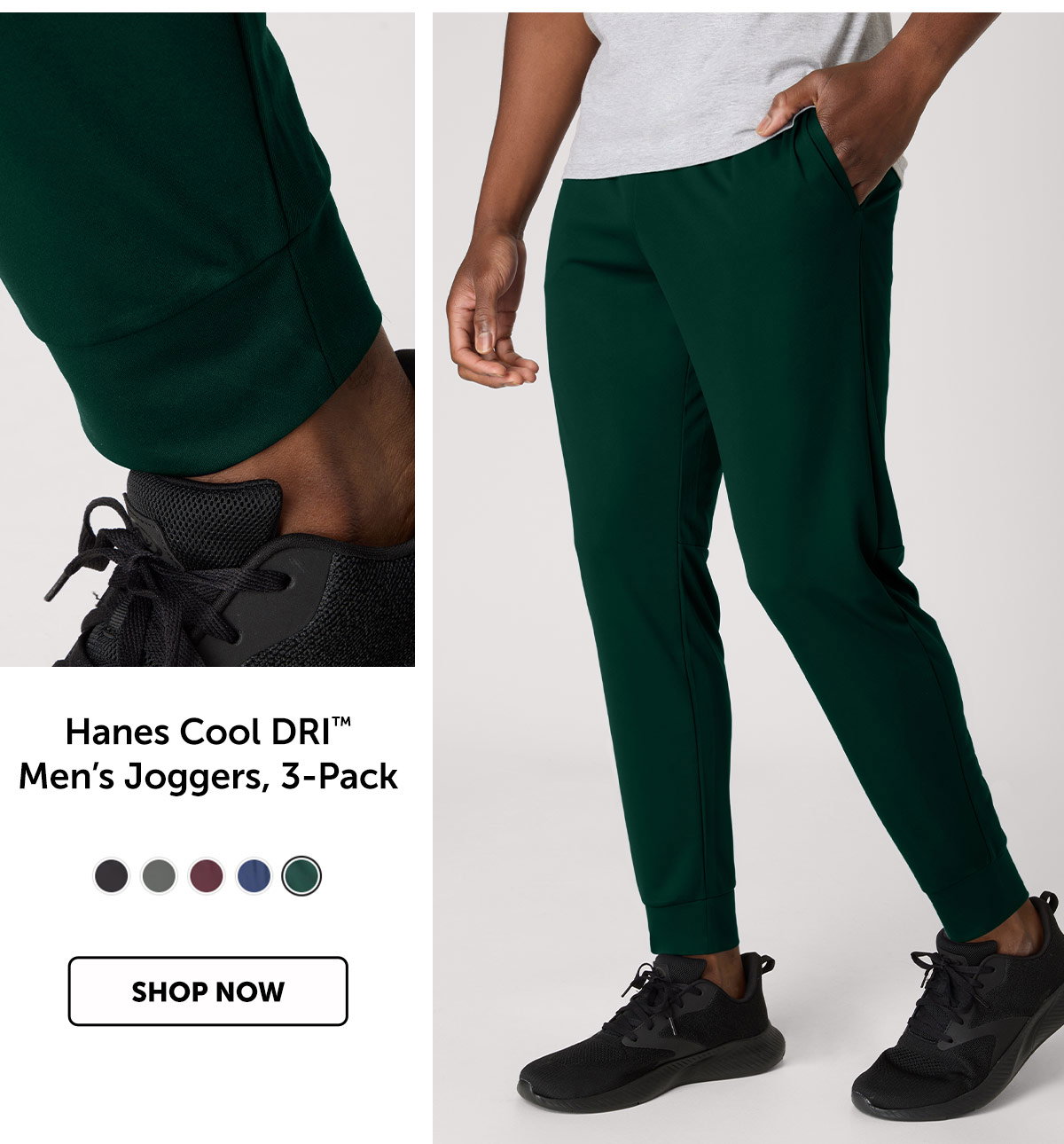 Hanes Cool DRI Men’s Joggers, 3-Pack