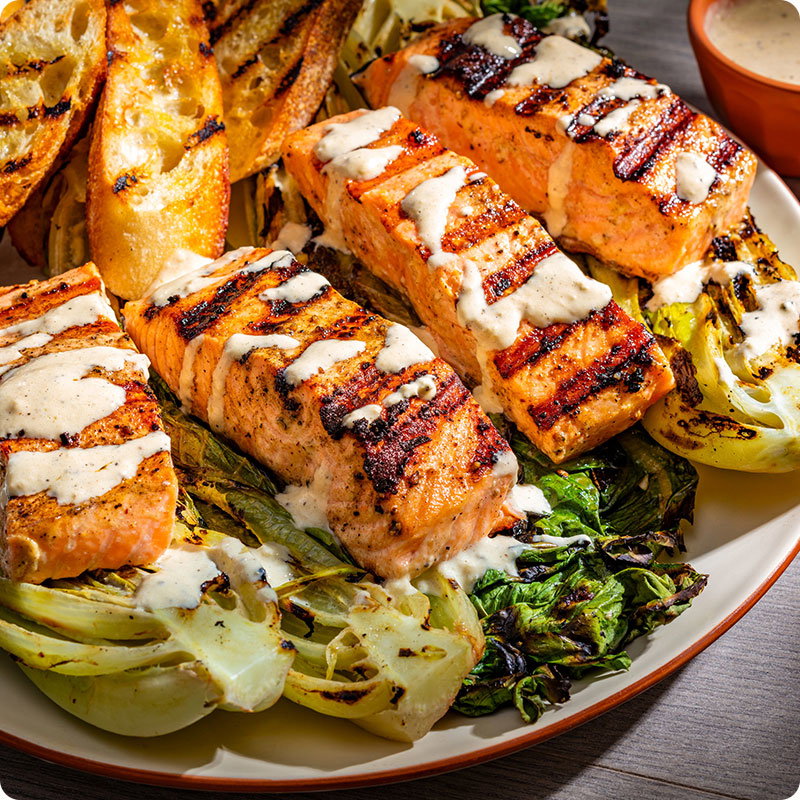 Grilled Salmon Caesar Salad