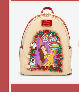 Loungefly Beauty and the Beast Belle Roses Magnetic Door Mini Backpack
