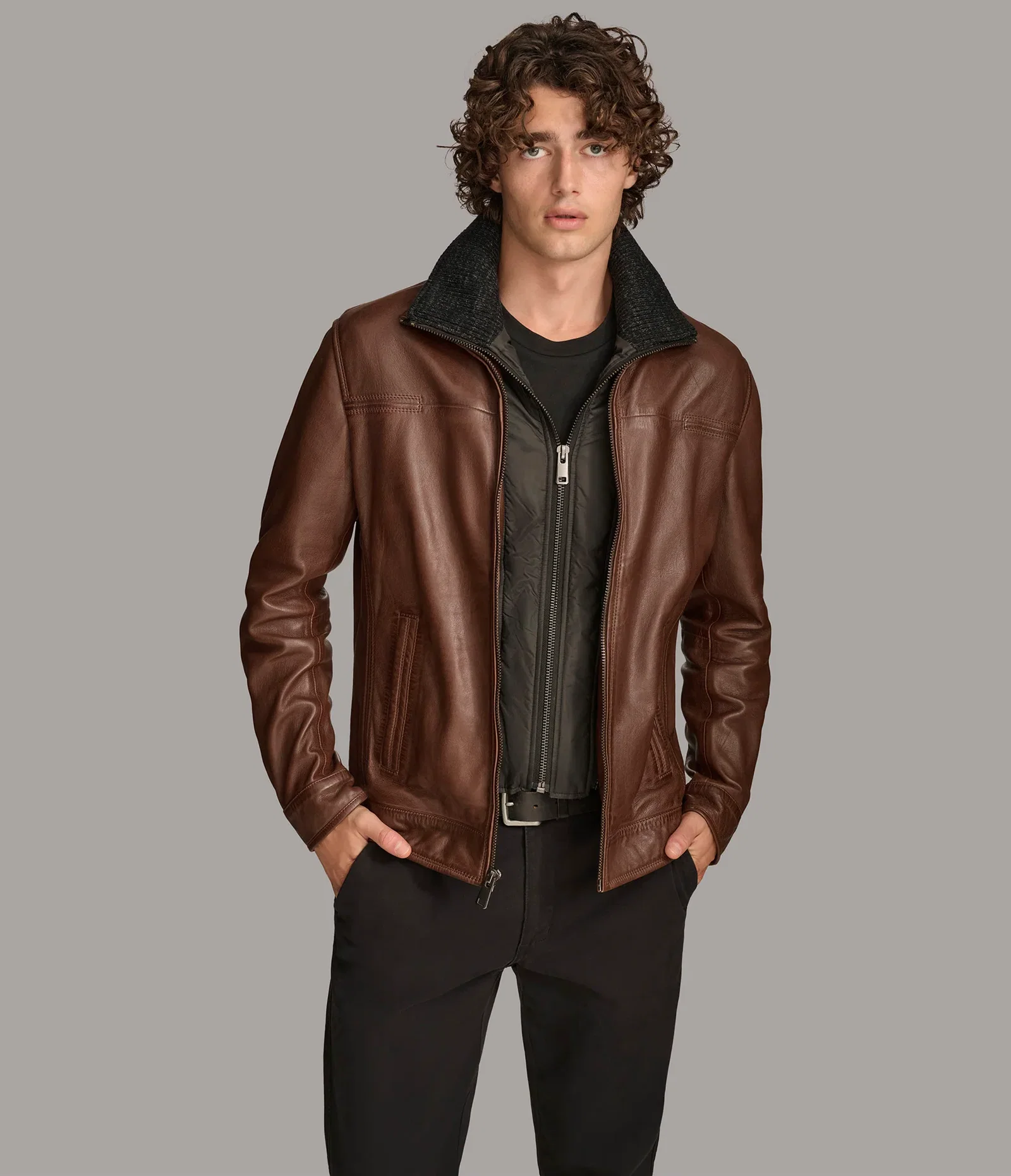 Image of Jett Leather Jacket with Removable Hood
