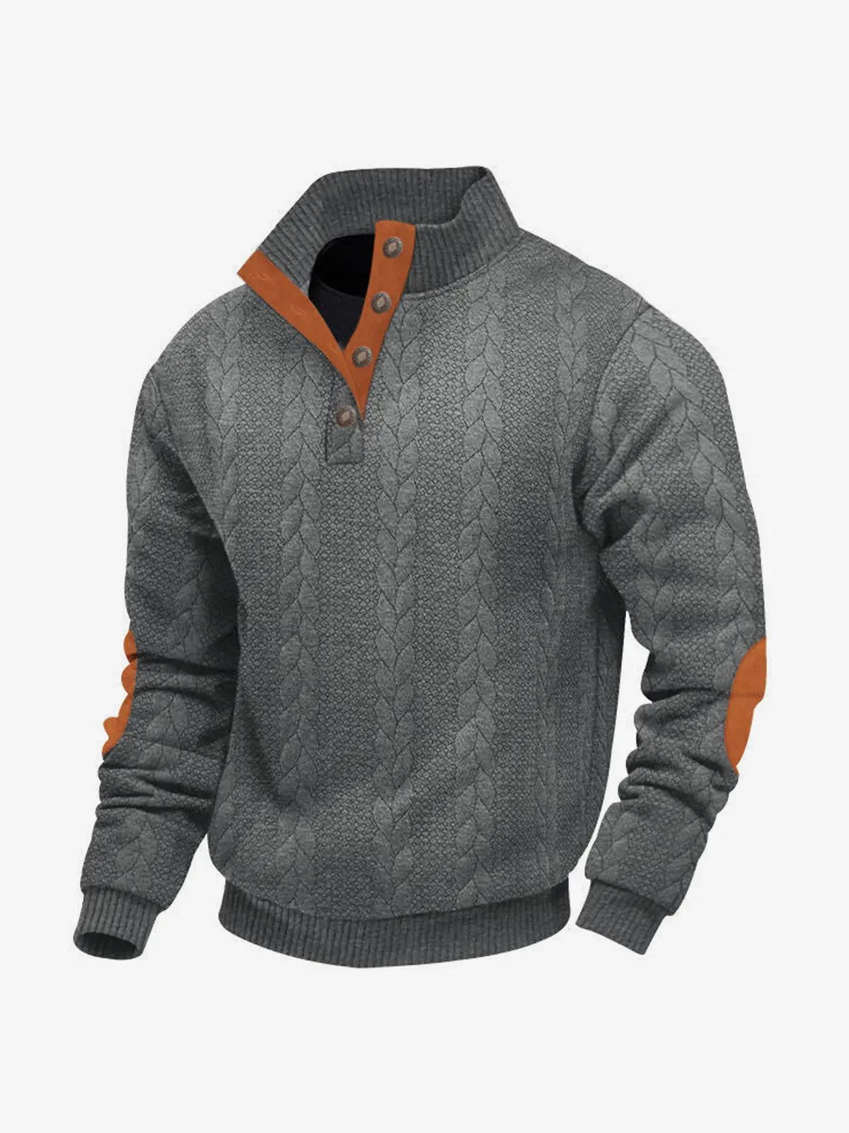 Image of Men's Braided Cable Knit Quarter Button Sweatshirt