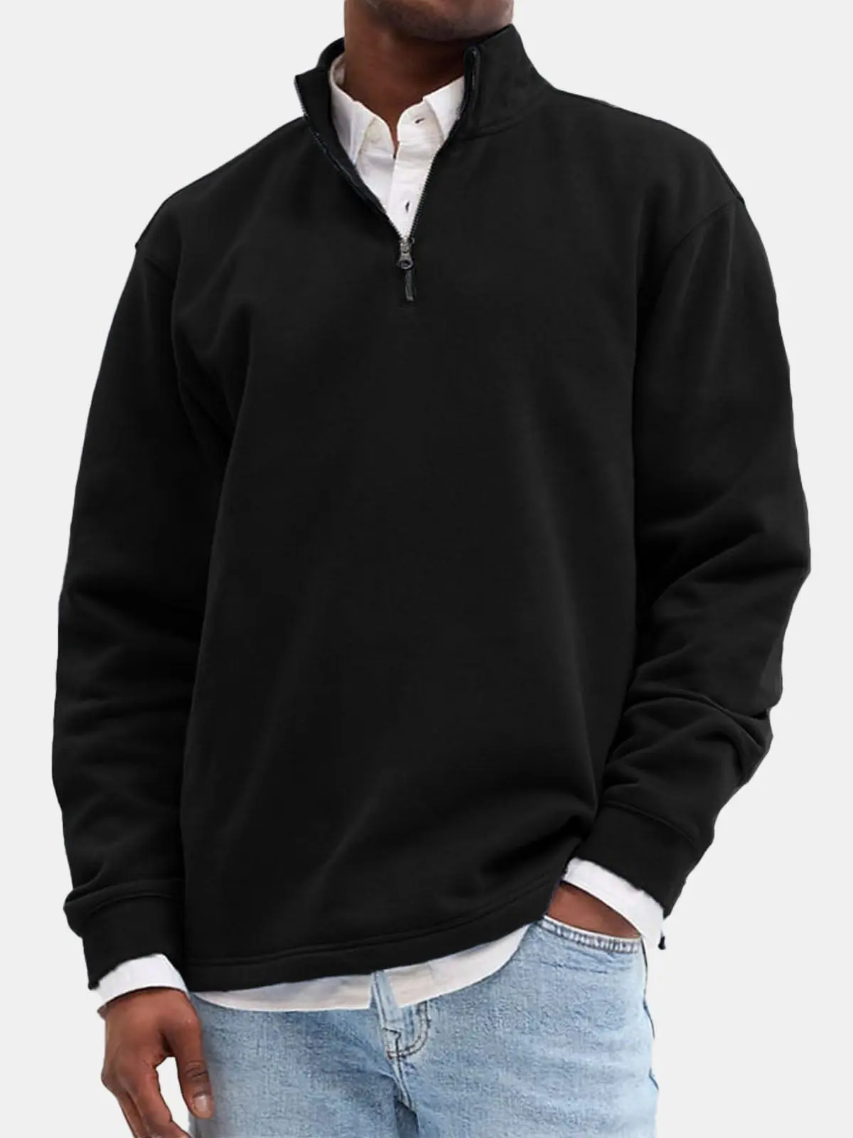 Image of Men's Quarter-Zip Cotton Blend Sweatshirt