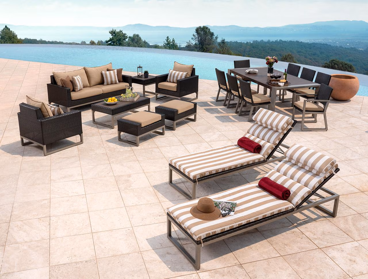 Shop Milo™ Espresso 18 Piece Sunbrella® Outdoor Estate Set