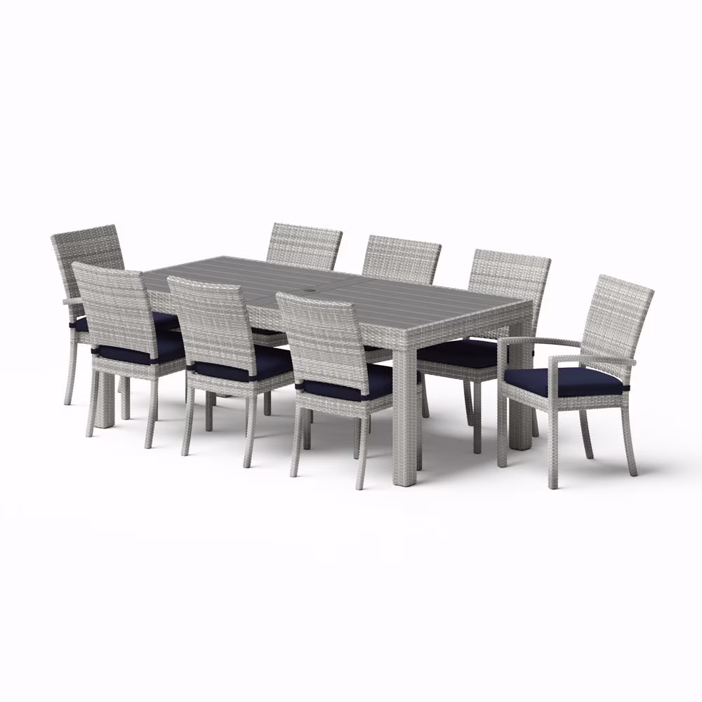 Cannes™ 9 Piece Sunbrella® Outdoor Dining Set - Navy Blue