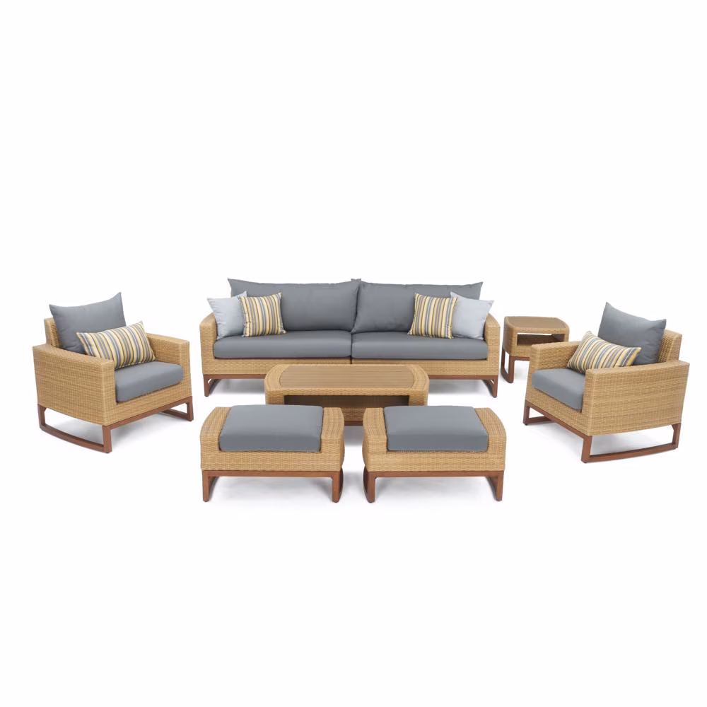 Mili™ 8 Piece Sunbrella® Outdoor Sofa & Club Chair Set - Charcoal Gray