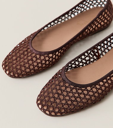 Brown Mesh Ballet Pumps