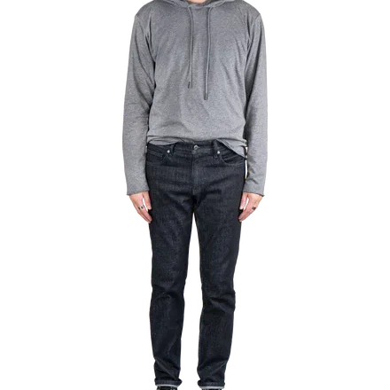 Men's Skinny Slim Jeans in Dark Wash Resin - Grey Stitch-full view front