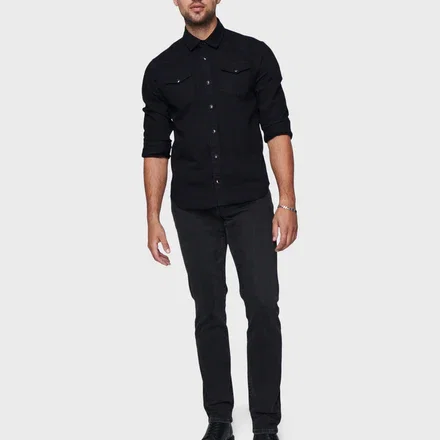 Men's Skinny Jeans in Stretch Faded Black.