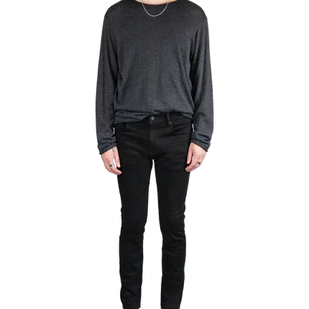 Men's Skinny Jeans in Stretch Jet Black-full view (front)