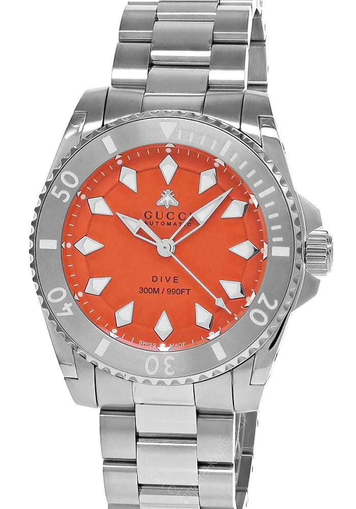 GUCCI Dive AUTO 40MM Stainless Steel Orange Dial Men’s Watch