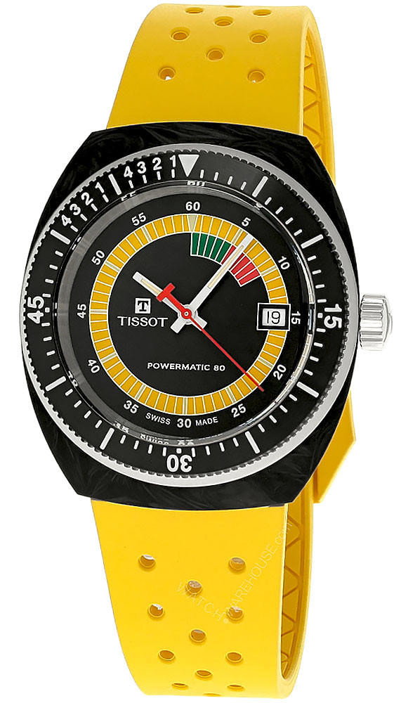 TISSOT Sideral S Powermatic 80 41MM Yellow Rubber Men’s Watch