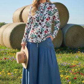 Southern Stitch Women's jeans ruffled wide leg maxi pant XCH17003