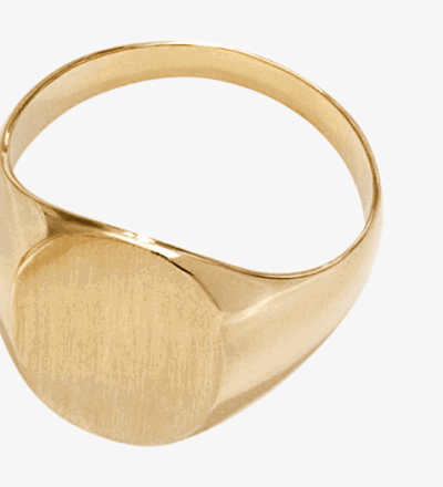 Yellow Gold Signet Ring With Smooth Oval Face.