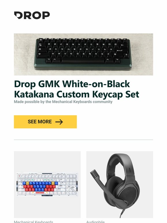 Drop: Drop GMK White-on-Black Katakana Keycaps: A Classic With New