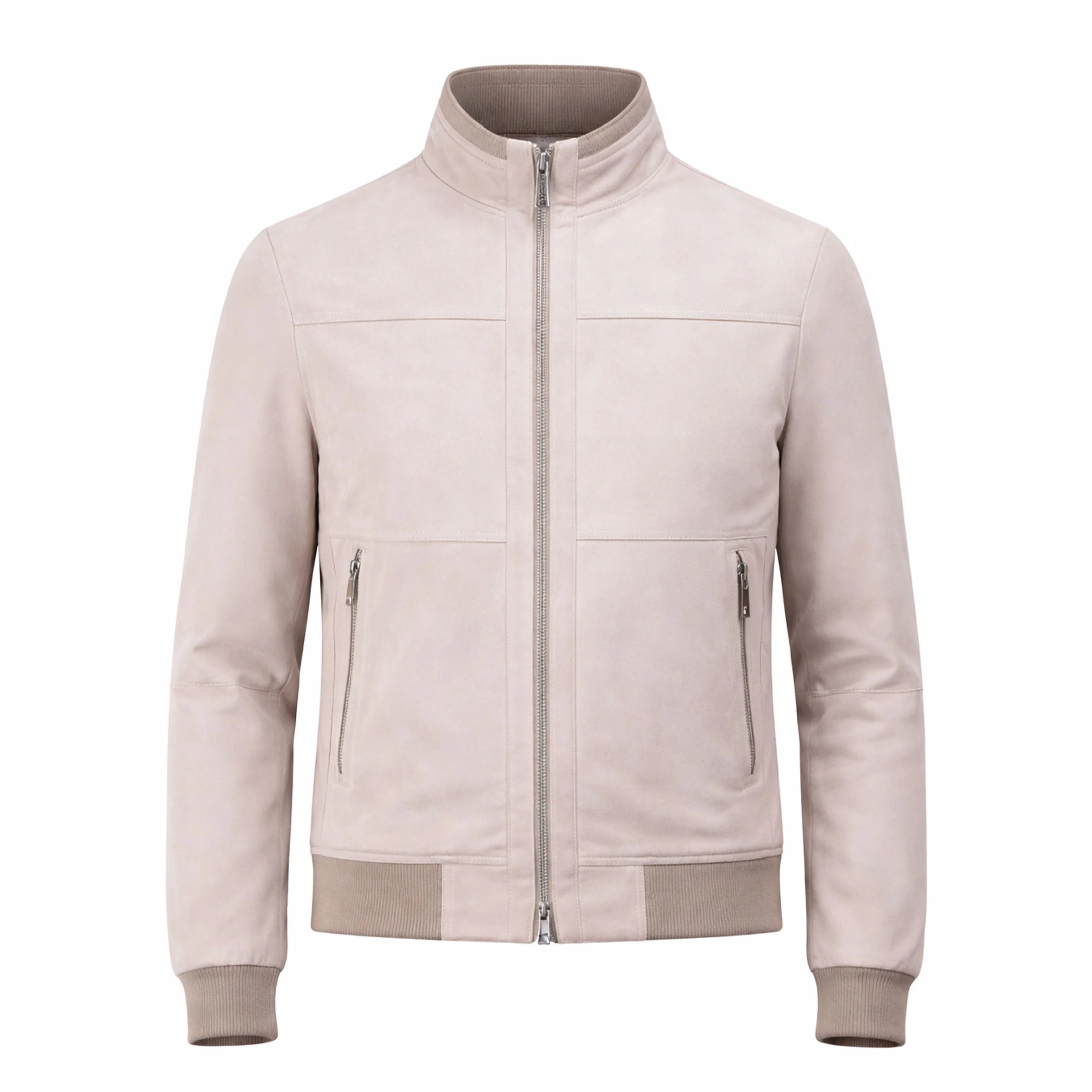 Image of Moorer - Grey 'Maurilio' Suede Bomber Jacket