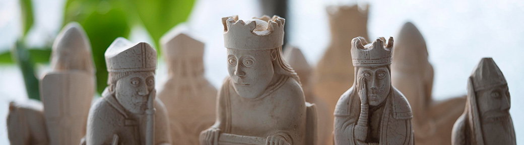 Collection of resin replicas of the Lewis chess pieces, including the queen, king and bishop. - Shop Inpired by Ranges. 