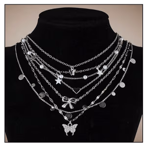 7-Piece Elegant Silver-Plated Necklace Set