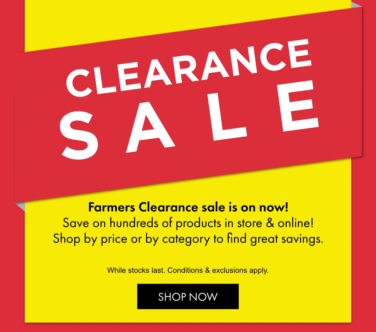 Clearance Sale on now