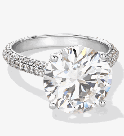 Now + Forever Lab Grown Diamond Round Cut Hidden Halo Engagement Ring in 14K White Gold.